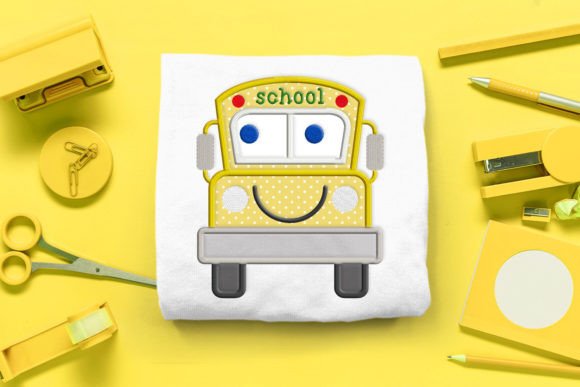 Cartoon School Bus Applique: A Playful Touch for Seasonal Crafts